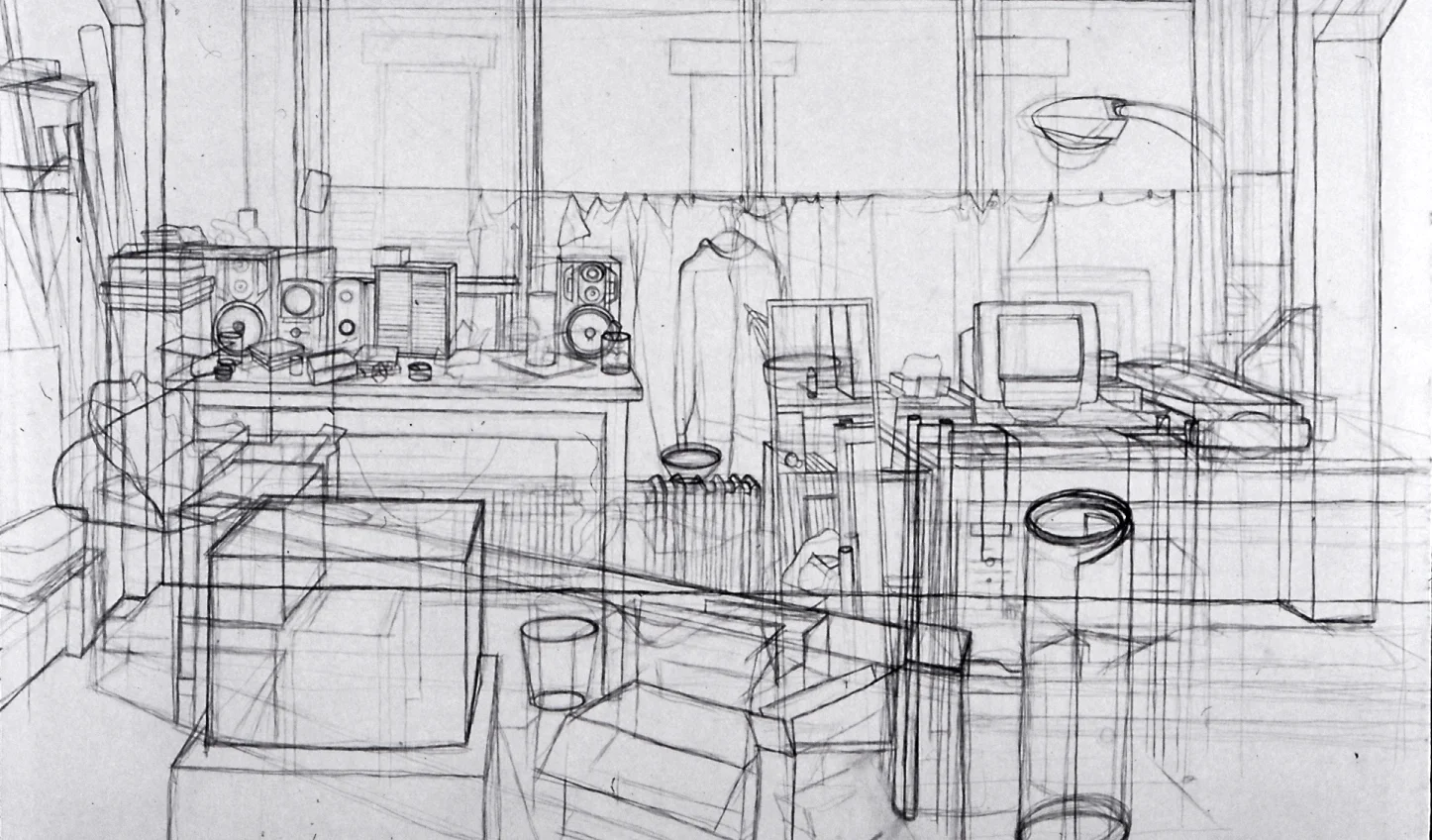 Studio 1 2000 Pencil on panel 94 x 122 cm