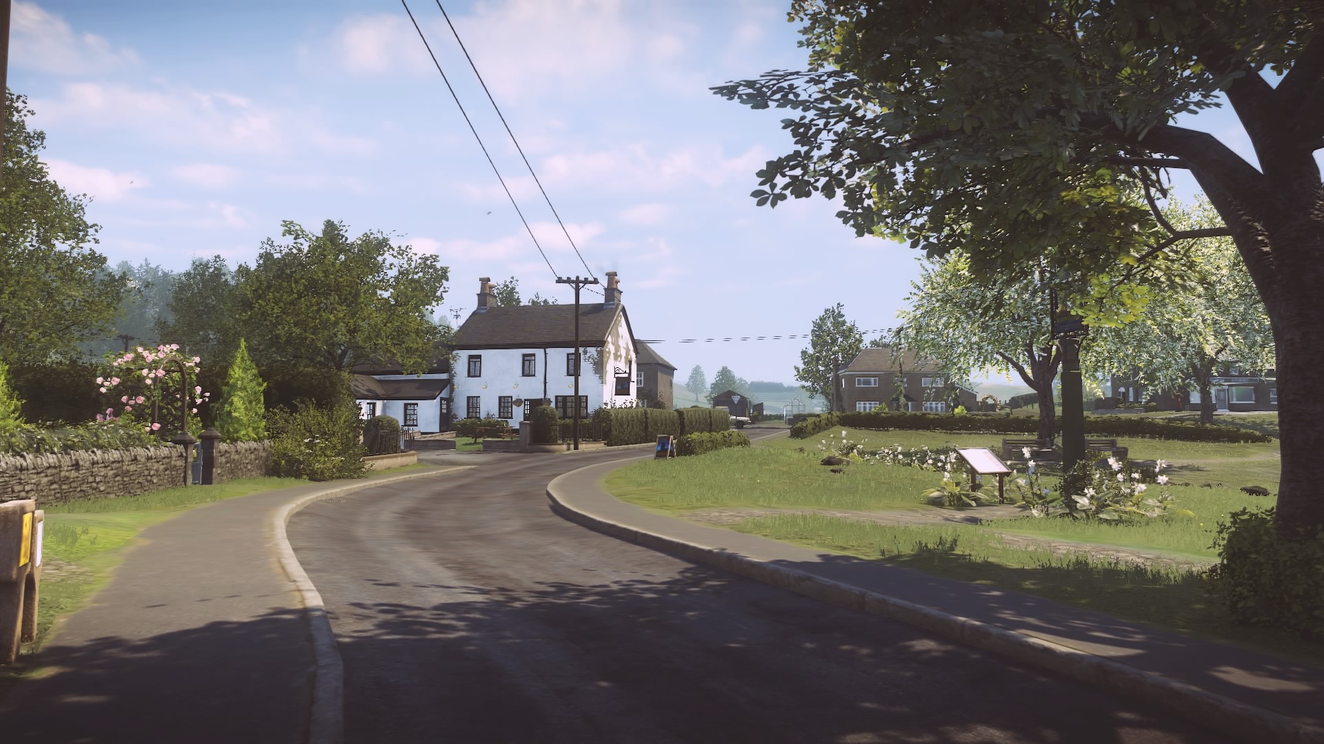 One of the early areas of the game, the main town square, featuring lots of houses, a pub, and a park. After an opening that essentially funnels you down a road (linear), the park opens up a whole slew of possible areas to explore (non-linear). It reminded me of encountering Hyrule Field in The Legend of Zelda: Ocarina of Time .