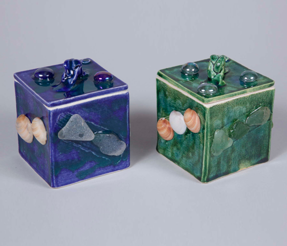 Boxes with shells &amp; sea glass