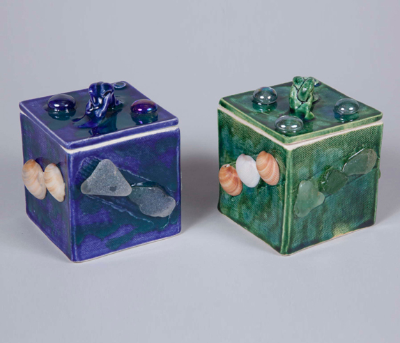 Boxes with shells & sea glass