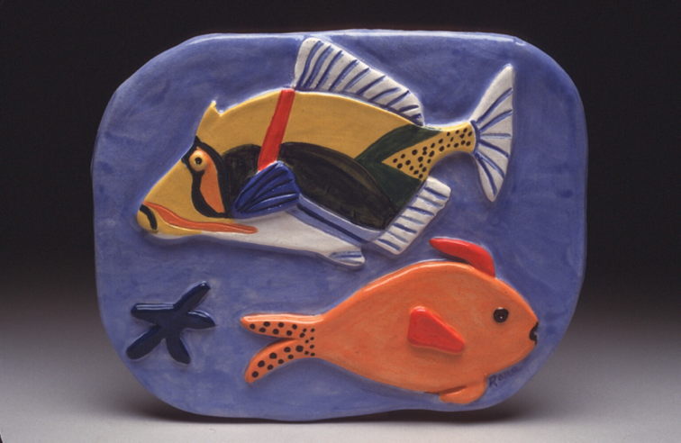 Picasso Trigger Fish & Orange Fish Tile