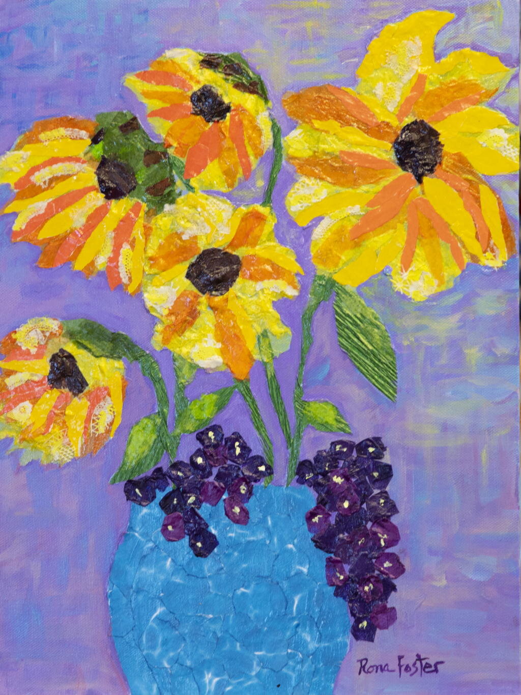 Yellow Flowers in Blue Vase