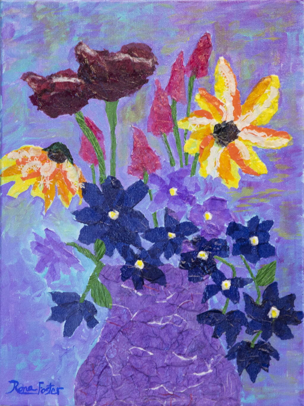 Flowers in Purple Vase