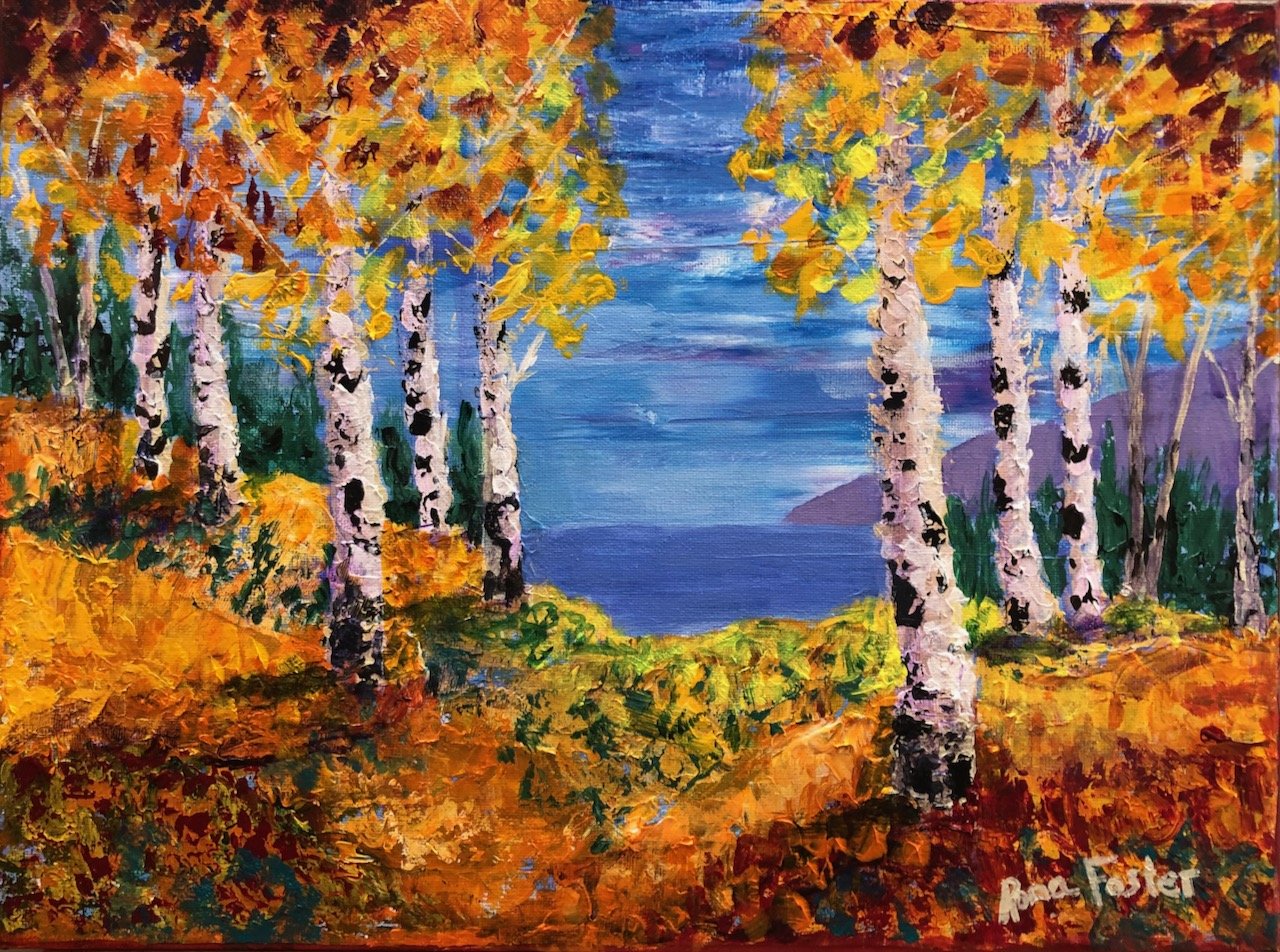 Birch Trees by the Lake