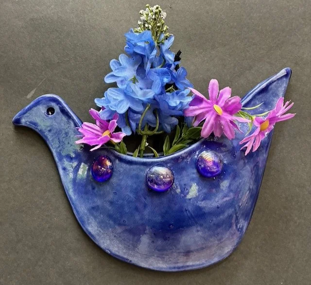 Blue Wall Vase-Dove
