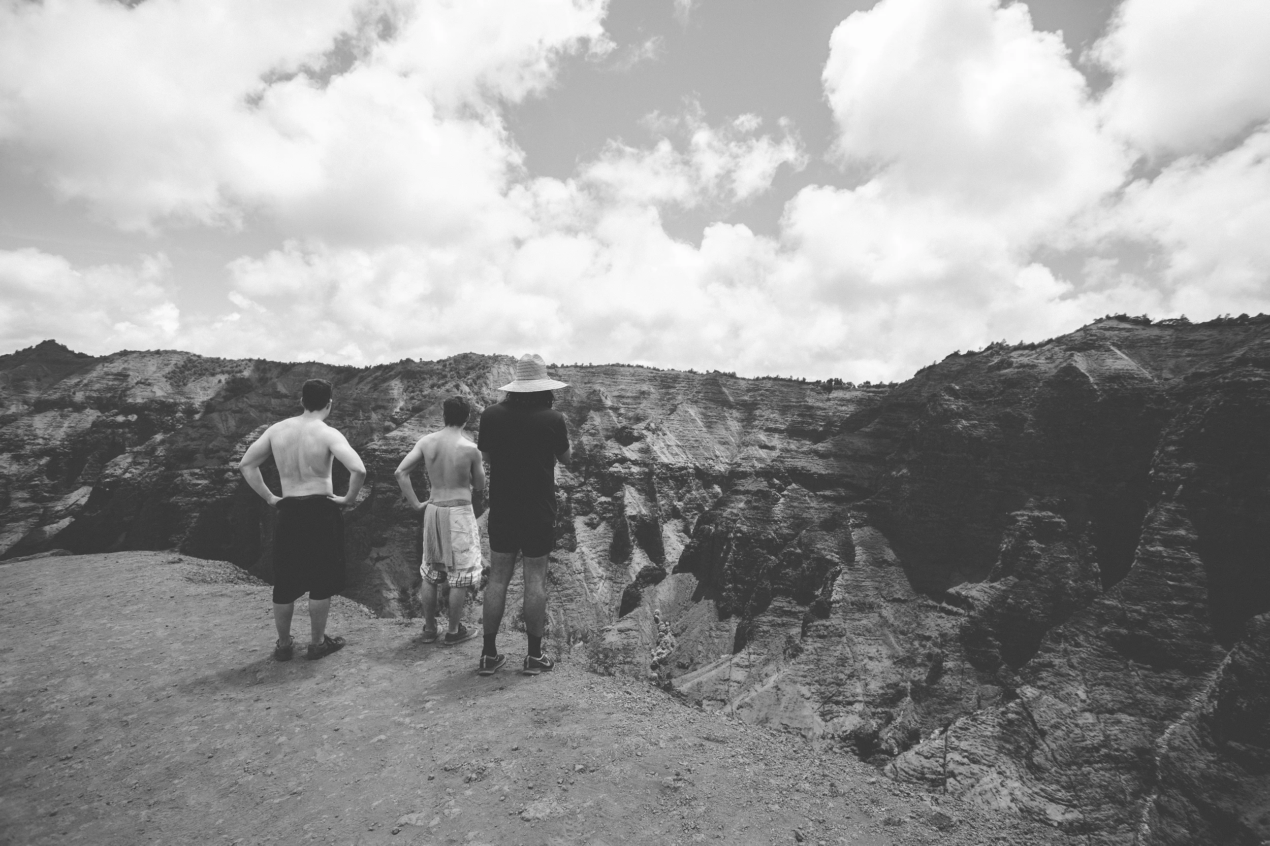 Hiking Waimea Canyon. The gang takes a break after a steep assent to take in this ridiculous view.&nbsp;