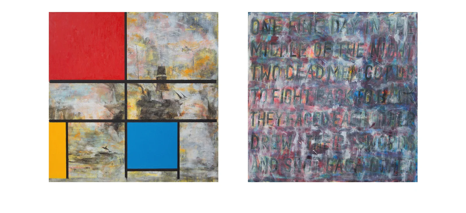 Two dead men (dead artists) got up. Each 42" X 42" acrylic, oil and pastel on board, February 2014 "We're not just in a race with living artists but a lot of dead ones are still in the running as well." - Tom Phillips, The Last Art Film 2012 Also available as full size fine art prints on Hahnemühle Rag Paper in a signed limited edition of 10.