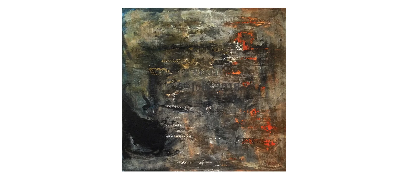 "The mules, I think, will not be here this hour..." (from Matthew Arnold's Empedocles on Mount Etna ) 48" X 48" mixed media on dufaylite ultraboard, spring 2014