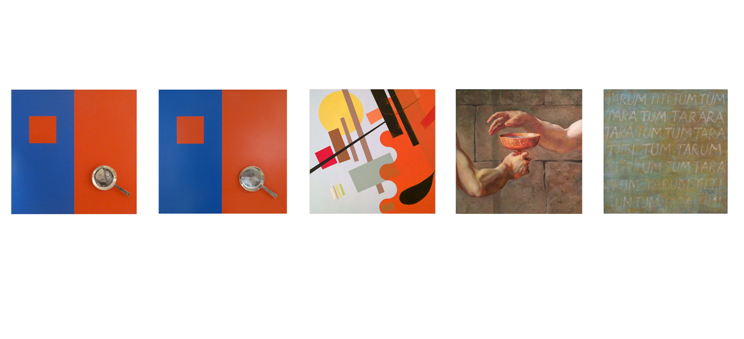 My paintings are not to be viewed separately but in pairs, or trios... In this show there are 5 in a relationship - a family - coherent in that a polyphony of discreet parts cancels out to a conceptual silence.