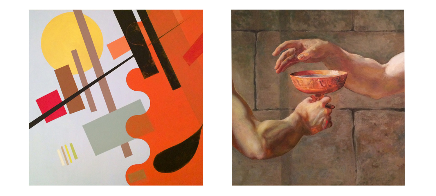 Clutching at straws - sputnik fly-by 48" X 48" acrylic on board, autumn 2012 Farewell to 'self' 48" X 48" oil on board, autumn 2012 From Jacques Louis David's Death of Socrates . A little before accepting the hemlock Socrates says, '...those who are conversant with philosophy in a proper manner, seem to have concealed from others that the whole of their study is nothing else than how to die and be dead.' (From the Thomas Taylor translation of Plato's Phaedo)