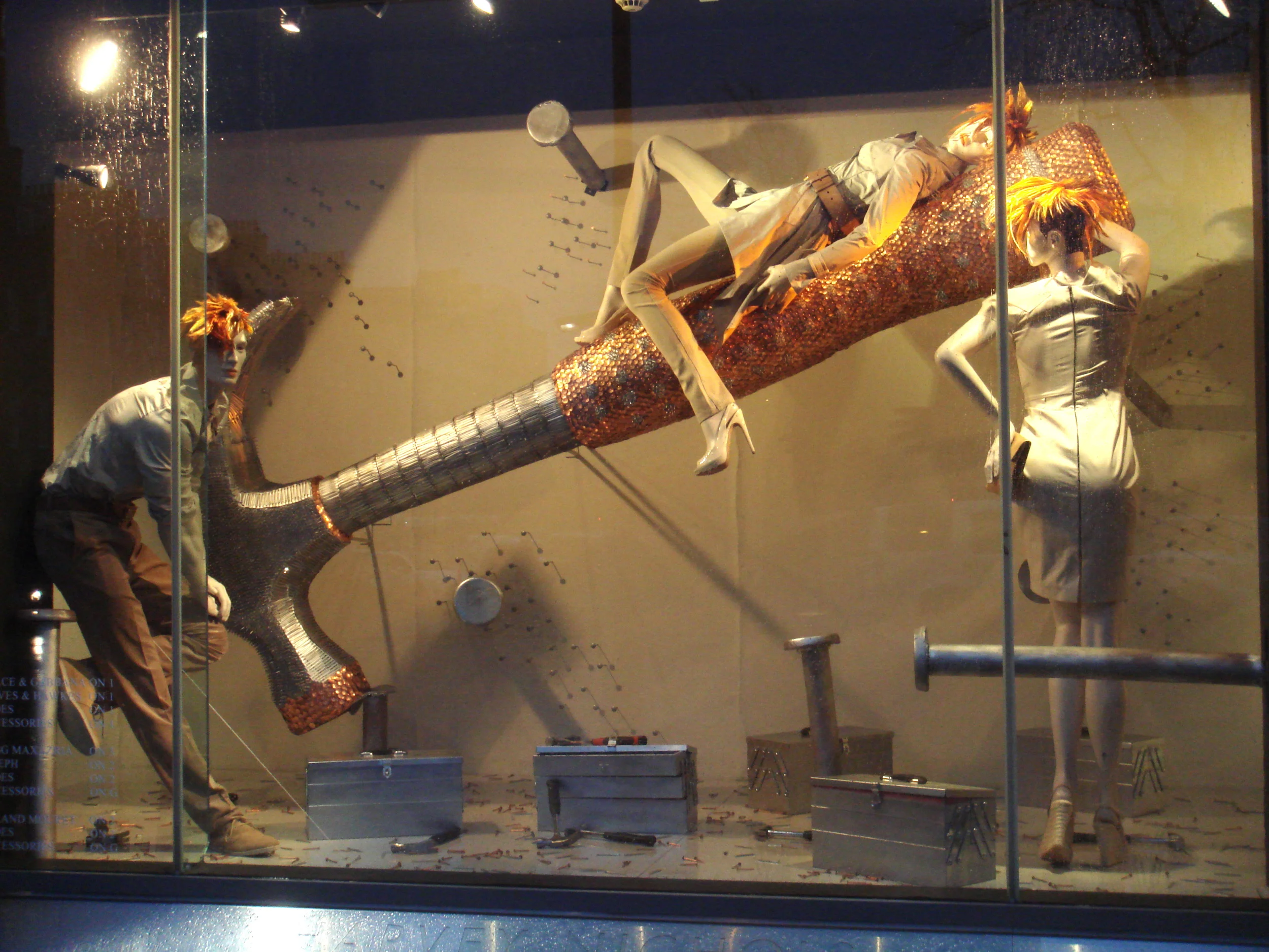 Harvey Nichols - Hammer Of Nails.  Polystyrene sculpting & decorative work
