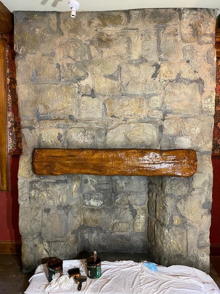 A Castle for Christmas - replica stone fireplace