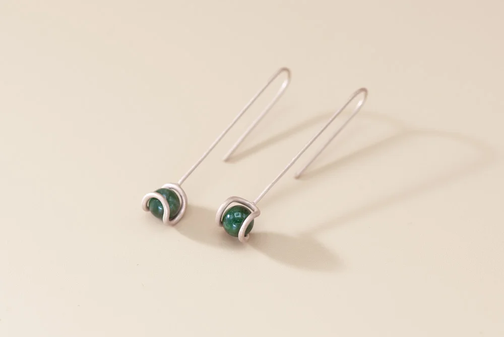 Linear Archi Jade Earrings