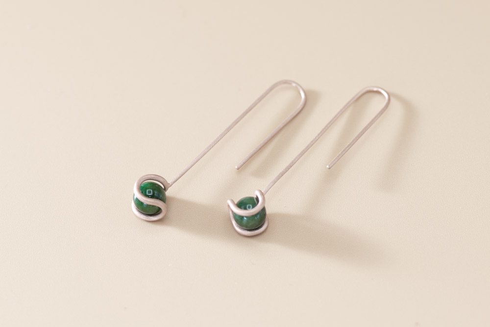 Linear Archi Jade Earrings