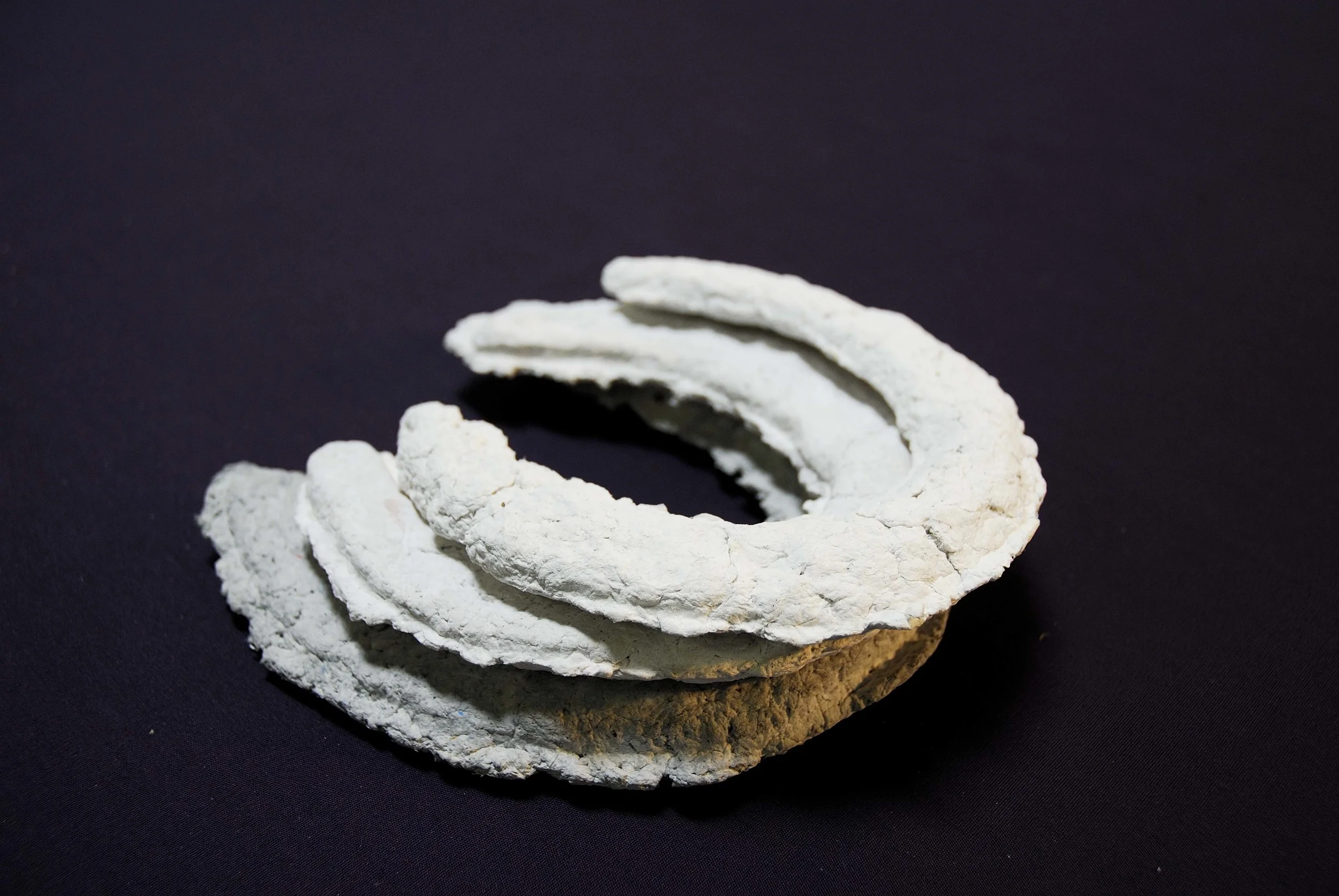 Engagements, monumental or otherwise Monument plinths and horseshoes cast from shredded documents (military, financial, personal), Celluclay, plaster, clove oil, glue, RIT dye, ceramic powder, acrylic paint and gold dust. Dimensions variable. 2006 - 2008