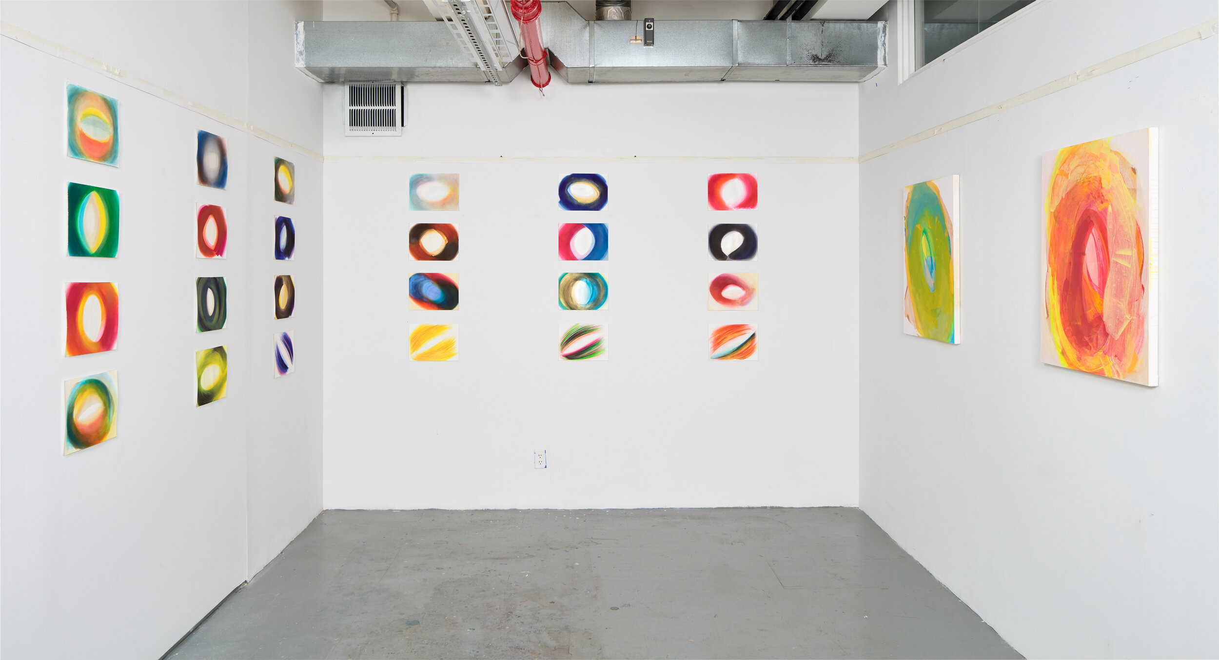     Dawn studio     Installation of paintings on paper and canvas Elizabeth Foundation for the Arts, New York, 2021 