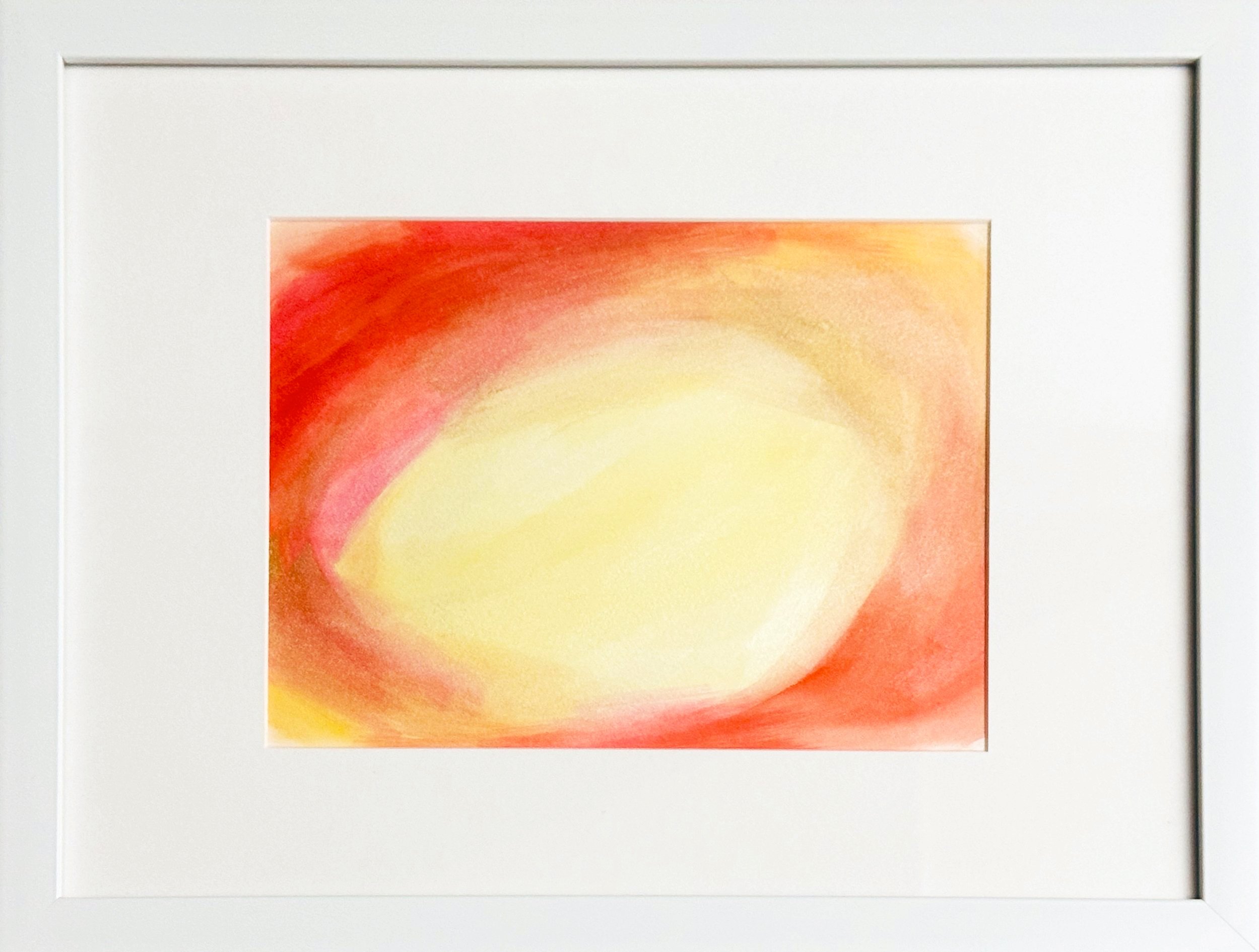  Blink, solar dawn * 2020 -2023 Watercolor, gouache, pigment, metallic ink on watercolor paper, 7 x 10 inches (Framed: 12 x 15 inches),  Private collection, New York  