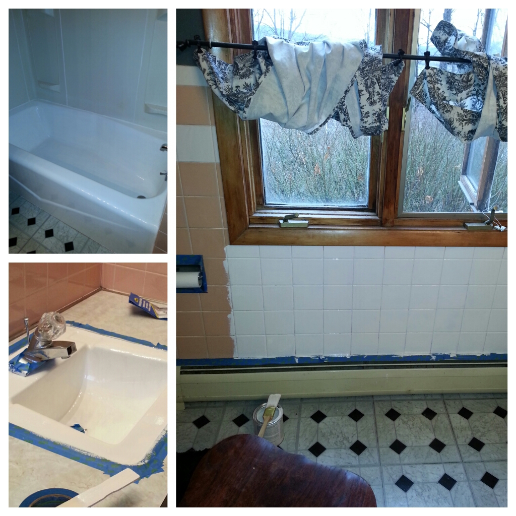 The sink and tub were the same color as the tile. Beautiful, huh?