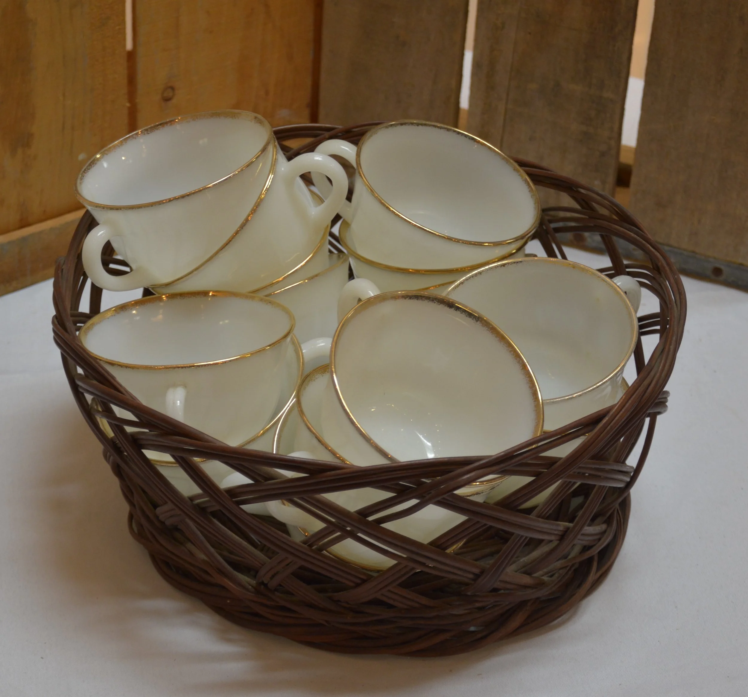 Basket of Vintage Fire King Cups.JPG