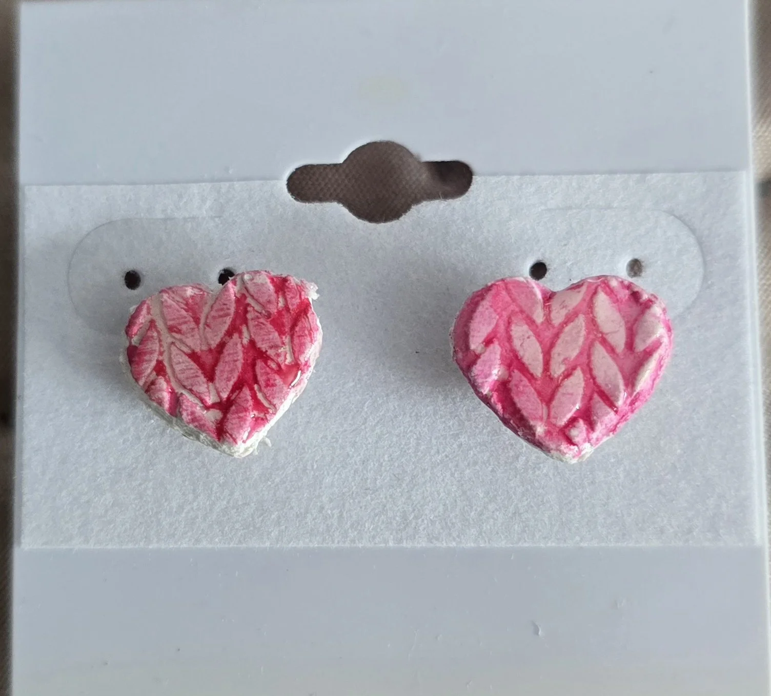 Knit Pattern Heart Earrings