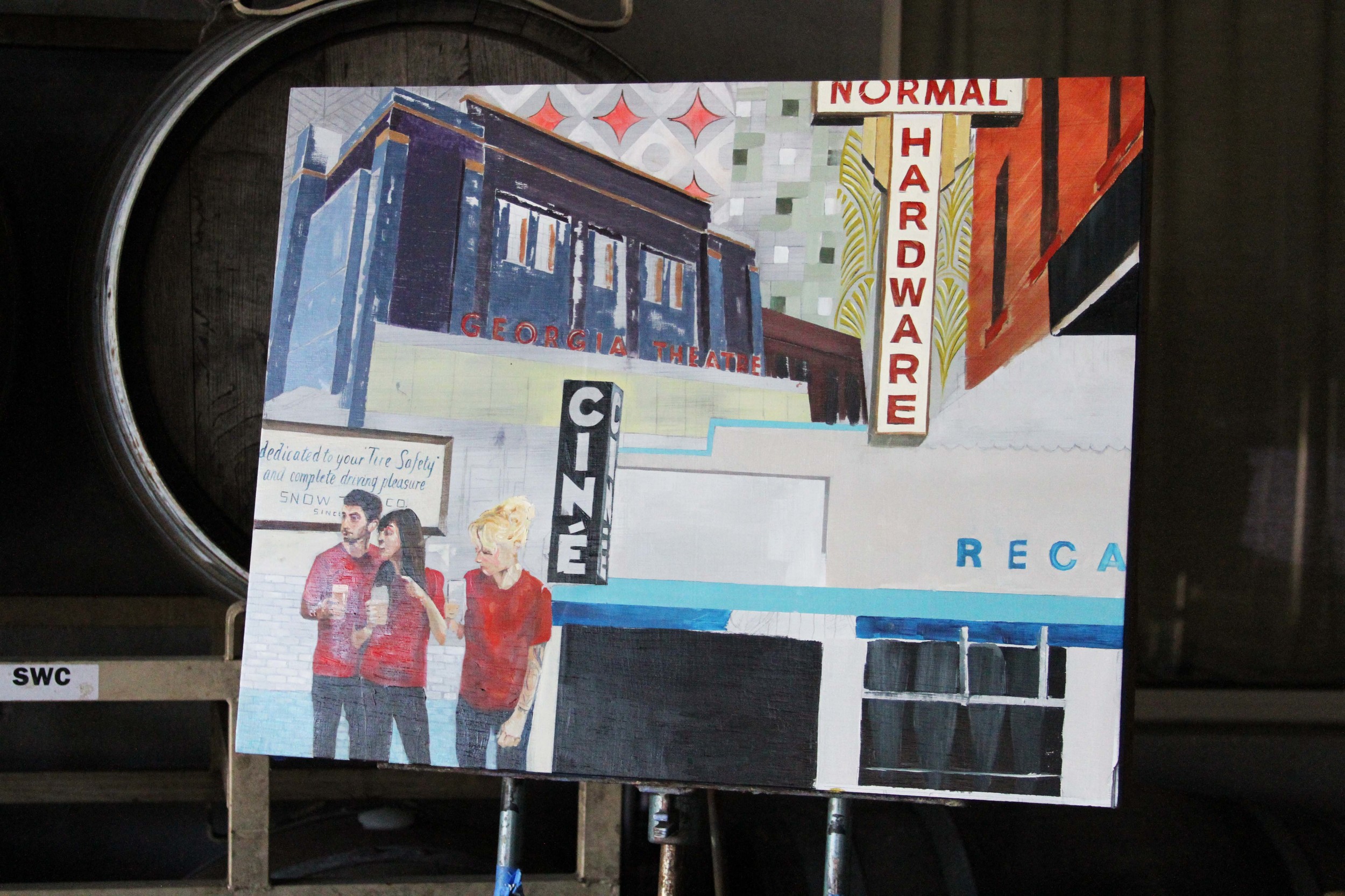 Get Comfortable painting work-in-progress by Michelle Fontaine