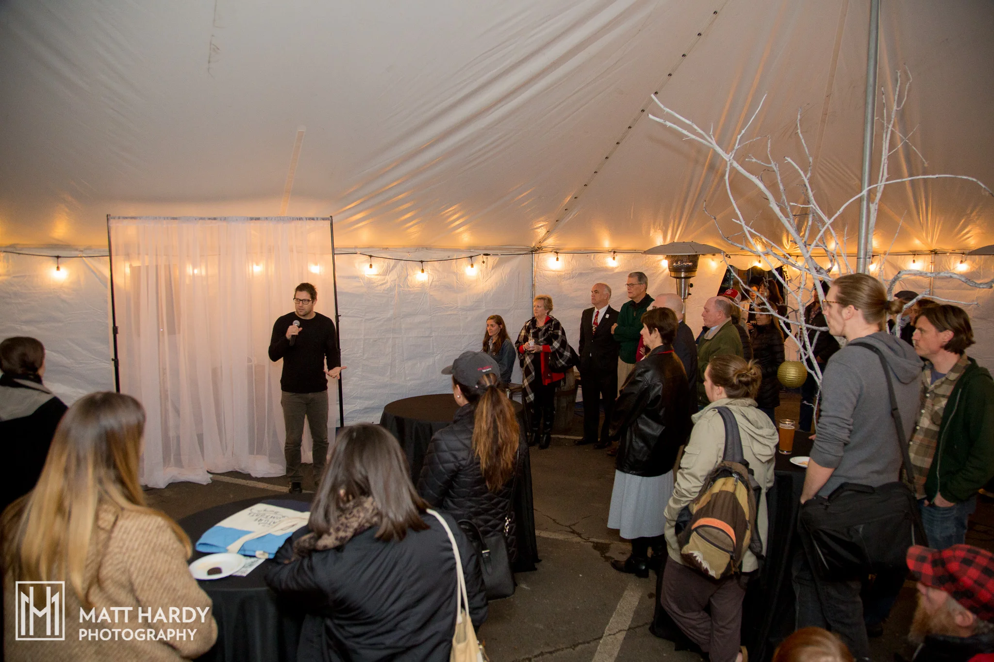 Matt Stevens, our Director of Community & Culture, thanks everyone for attending our Get Artistic wrap-up celebration. Photo by Matt Hardy Photography.