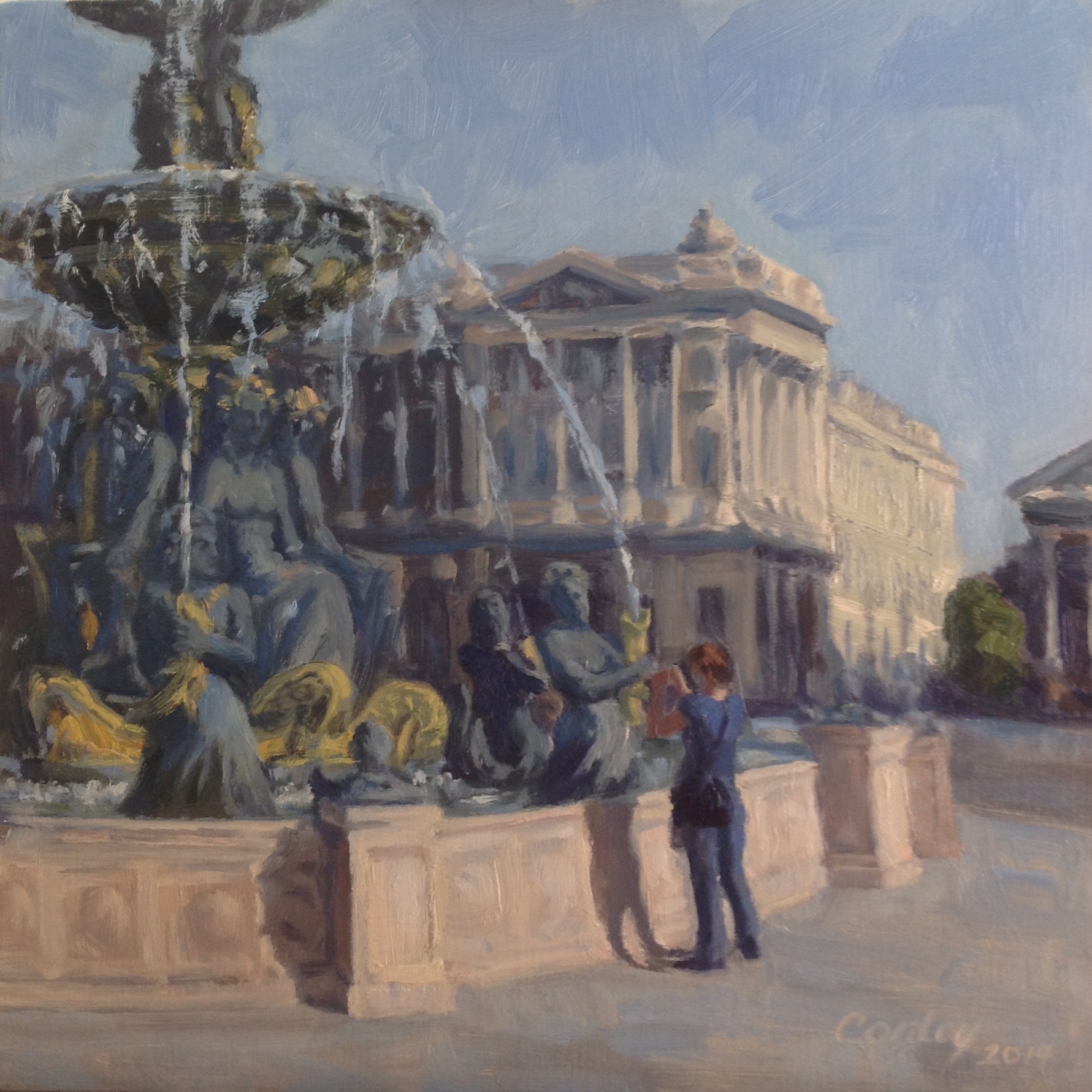 Paris Fountain / 12x12 / Oil on Linen / Sold