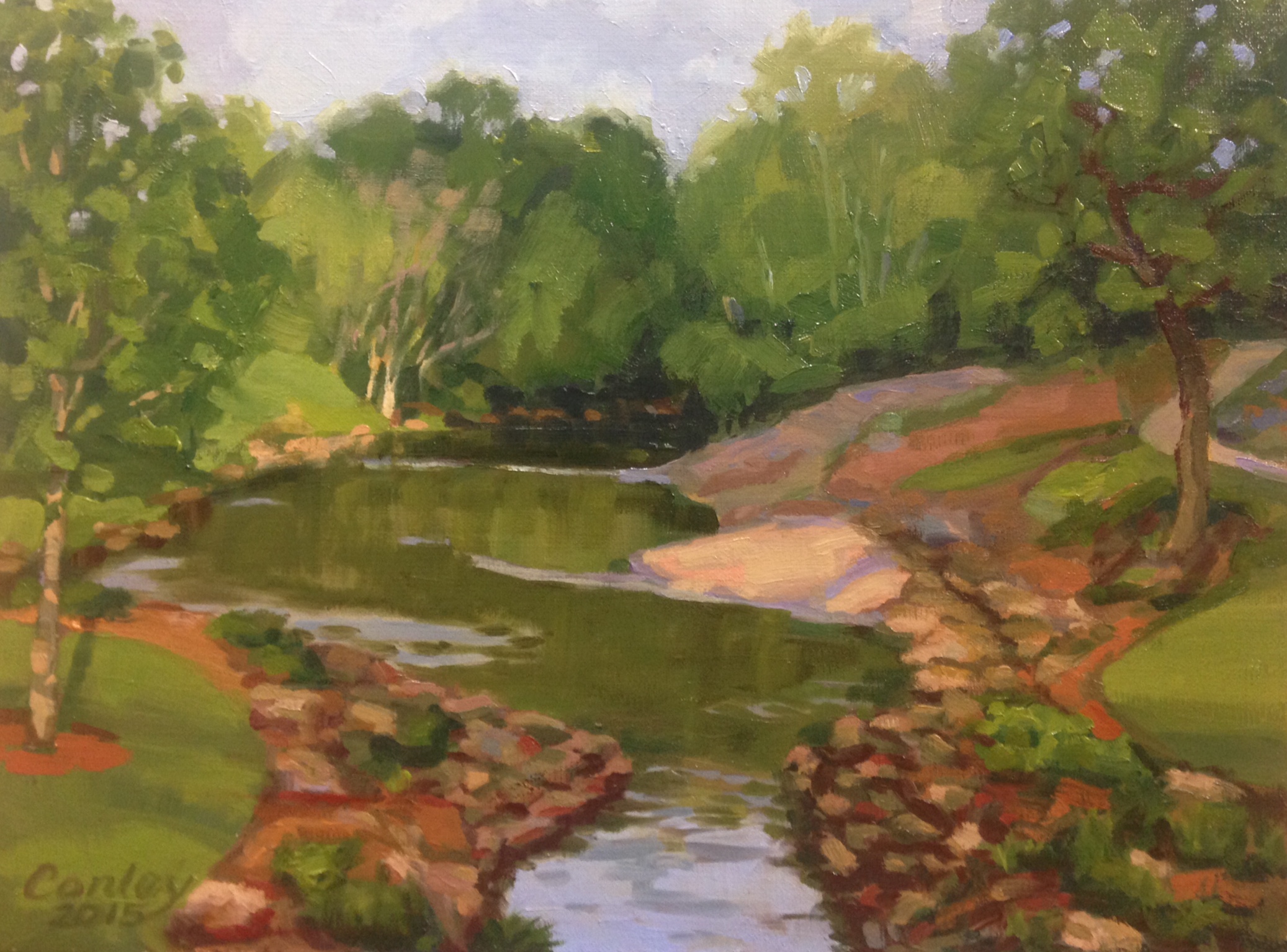 Spring Evening in Falls Park (Greenville, SC) / 9x12 Oil on Linen / Sold