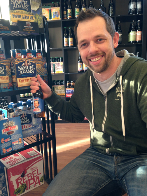Cesar and his prize-winning Sam Adams beer