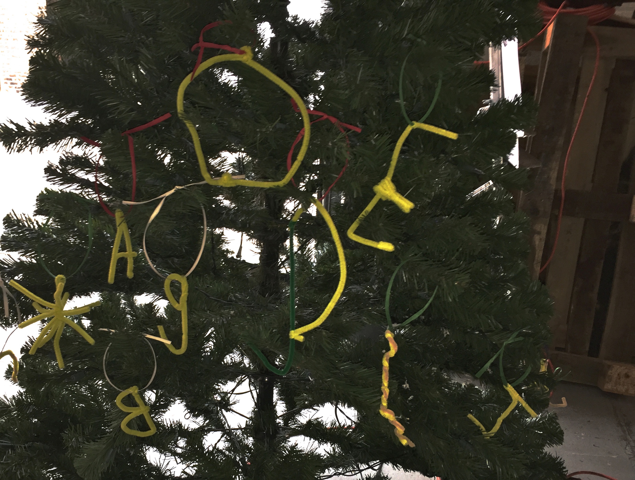 Cesar and Amy's daughters Gabi and Anna-Sophia's pipe-cleaner ornaments.