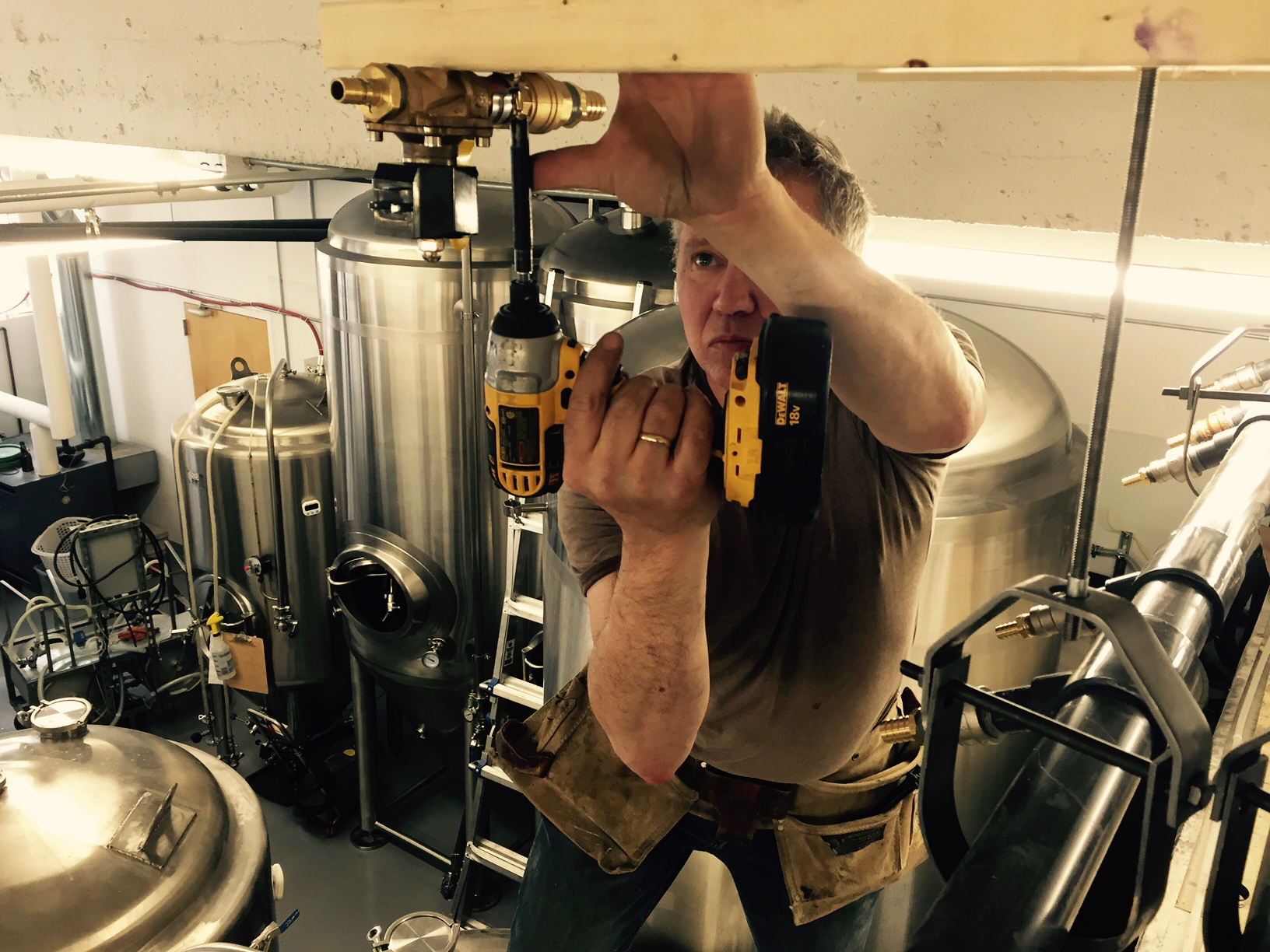 Shawn AKA the plumber hard at work setting up the water feeds to the new system.