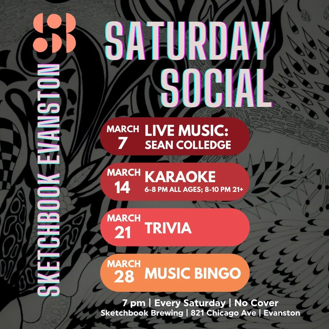 Saturdays are for socializing in Evanston. This is what we've got set up for March!

March 7: Cajun dance tunes from Sean Colledge &amp; Friends
March 14: Karaoke
March 21: Trivia
March 28: Music Bingo
🎸
💝
❓
🎵
#supportlocalmusic #thingstodoinevans