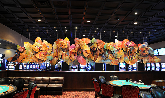 31 foot long 2 sided 3D Painting/Sculpture hanging in a the Seminole Casino in South Florida