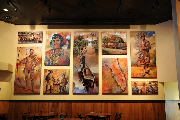 Large Custom Historical Paintings in The Seminole Casino Restaurant.