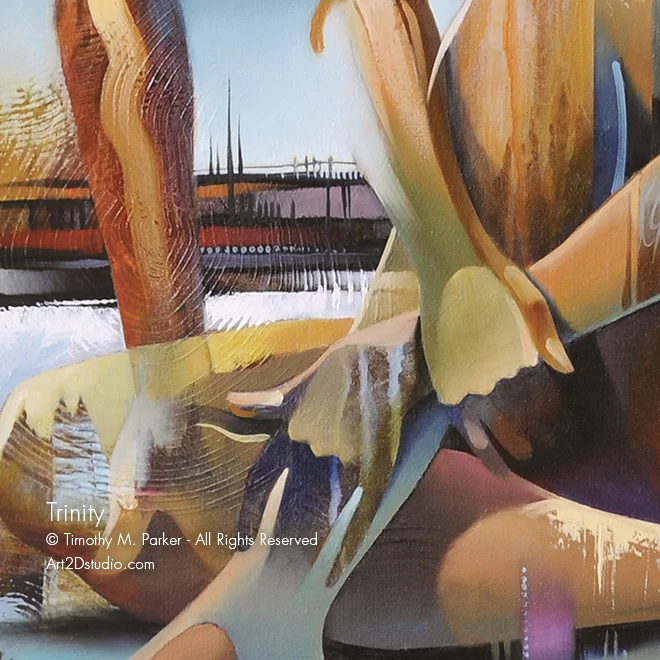 three abstract figures abstract art contemporary nude art modern figurative painting artist tim parker
