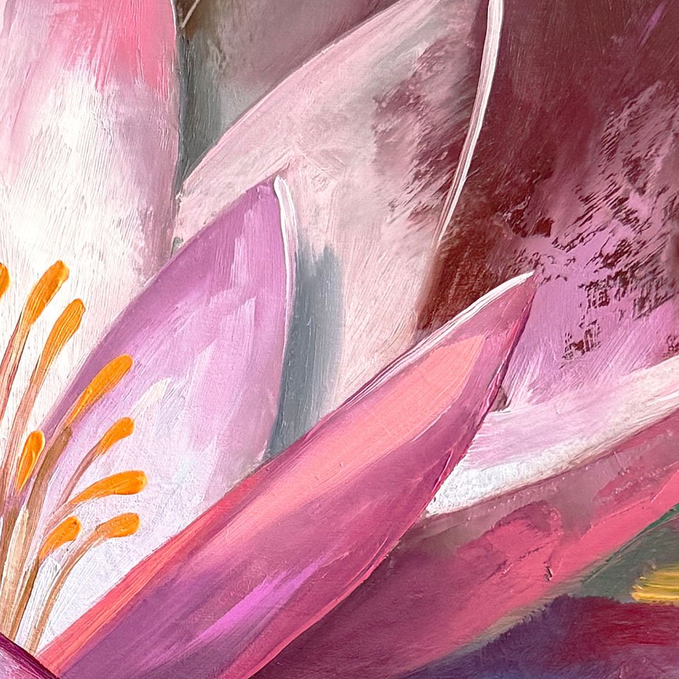 Lotus Flower Artwork, water lily painting print, naples florida contemporary art gallery, local modern artist timothy parker, yoga art gift