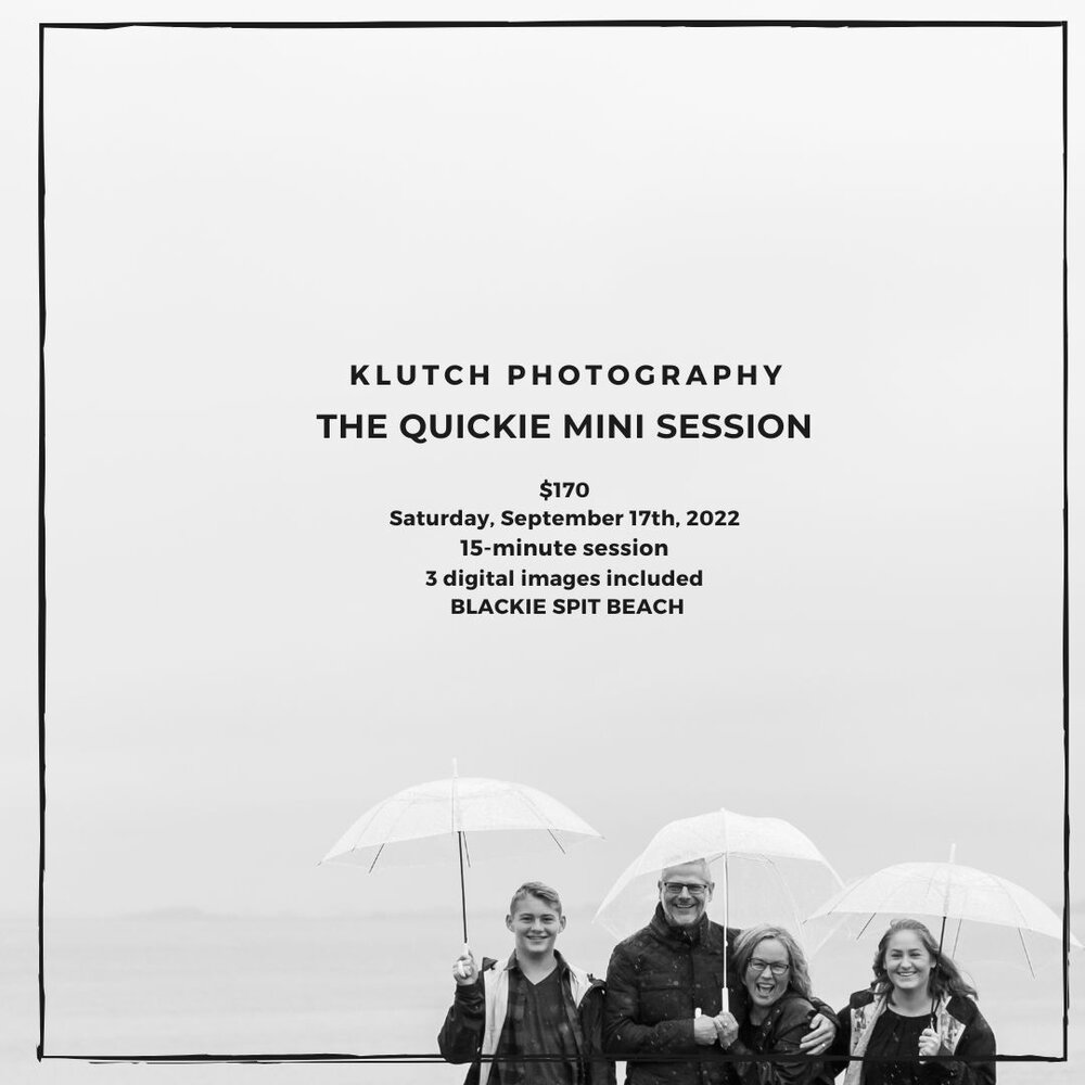 Klutch Photography Quickie Mini Sessions dates are now open!

CLICK on my LINK IN BIO for available dates and locations!

The Klutch Photography Mini Sessions only happen once a year, so don't miss out if you are interested in getting in on them!