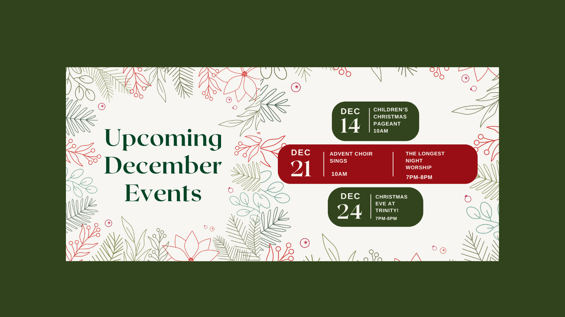 Advent Worship Season December 7-December 24