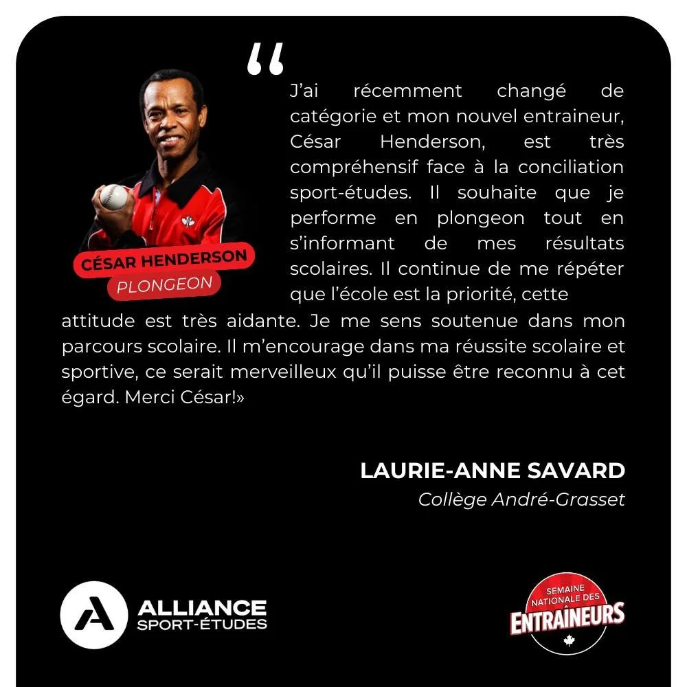 🎉 Semaine nationale des entra&icirc;neurs | Mon coach, mon &eacute;quipe 🎉

&Agrave; l&rsquo;occasion de la 5e &eacute;dition du programme Mon coach, mon &eacute;quipe de l&rsquo; @alliancesportetudes , nous sommes fiers de partager le t&eacute;moi