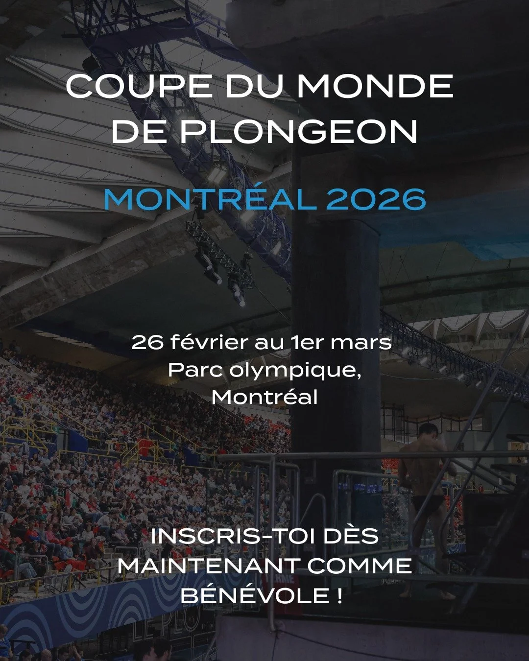 📣 La Coupe du monde de plongeon revient &agrave; Montr&eacute;al en 2026!

Plongeon Qu&eacute;bec, en collaboration avec @divingcanada , est &agrave; la recherche de b&eacute;n&eacute;voles pour la Coupe du monde de plongeon 2026, qui se d&eacute;ro