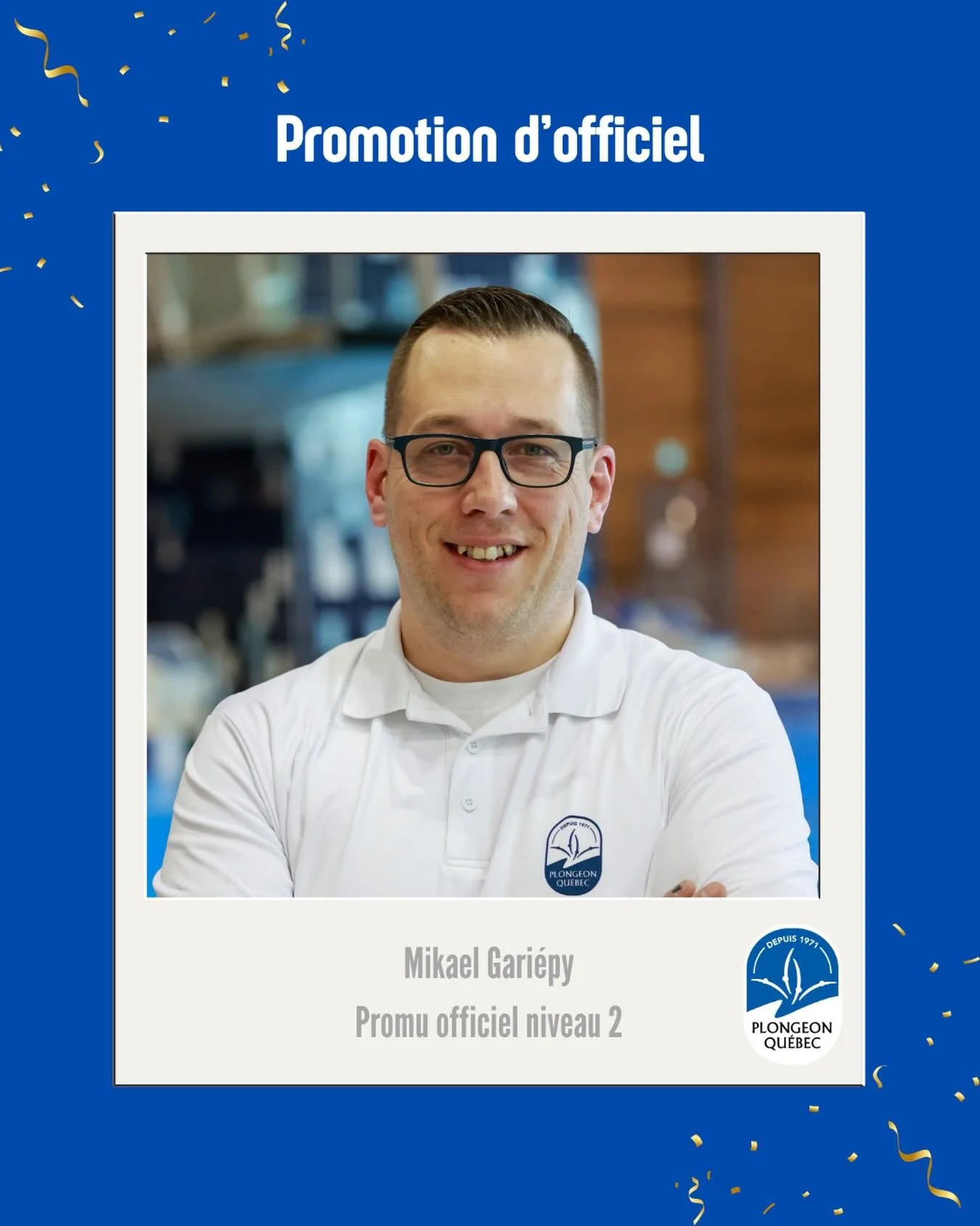 🚨 PROMOTION D&rsquo;OFFICIEL 👏

Plongeon Qu&eacute;bec est fier de souligner la promotion de Mikael Gari&eacute;py au titre d&rsquo;officiel de niveau 2 ! 🌟

Cette belle r&eacute;ussite t&eacute;moigne de son engagement, de sa rigueur et de sa pas