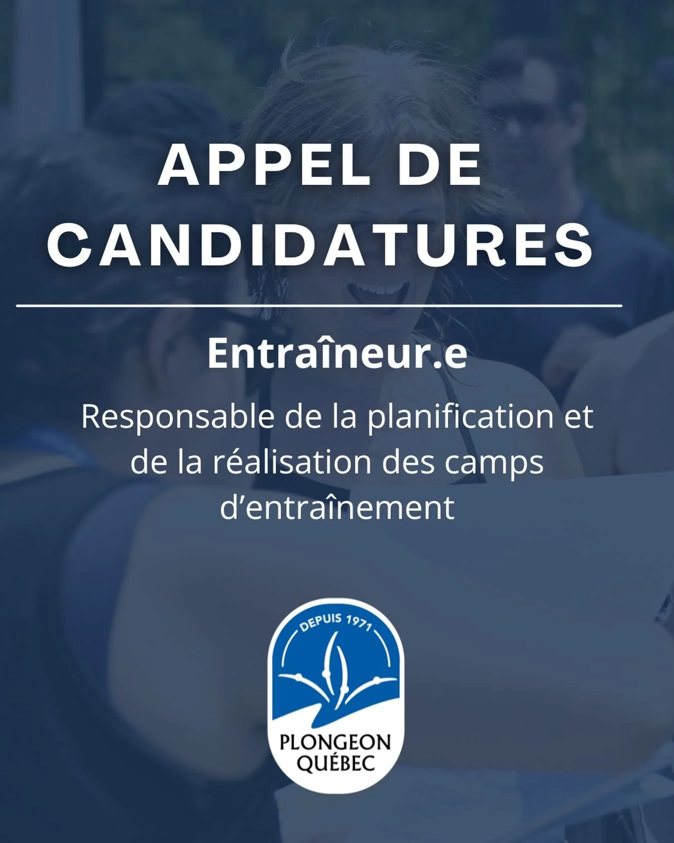 🚨RAPPEL IMPORTANT🚨

📣 OFFRE DE MANDAT | ENTRA&Icirc;NEUR.E RESPONSABLE DES CAMPS D&rsquo;ENTRA&Icirc;NEMENT

Plongeon Qu&eacute;bec est &agrave; la recherche d&rsquo;un.e entra&icirc;neur.e passionn&eacute;.e par le d&eacute;veloppement des jeunes