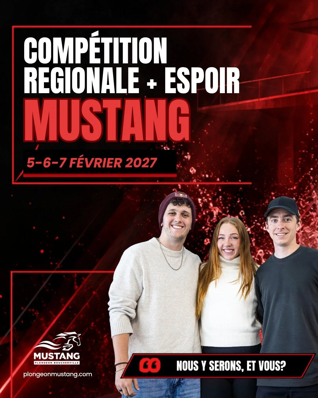 Il nous fait plaisir de vous annoncer la collaboration entre Plongeon Qu&eacute;bec et le Club de plongeon Mustang pour l'organisation du Championnat Espoir #2 cette saison! 

Boucherville sera officiellement l'h&ocirc;te de la comp&eacute;tition R&e