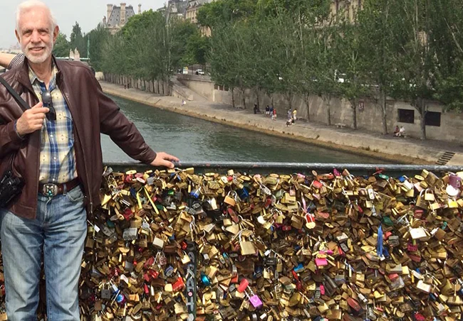Thousands of "love locks" over the Seine in Paris. June 2014.
