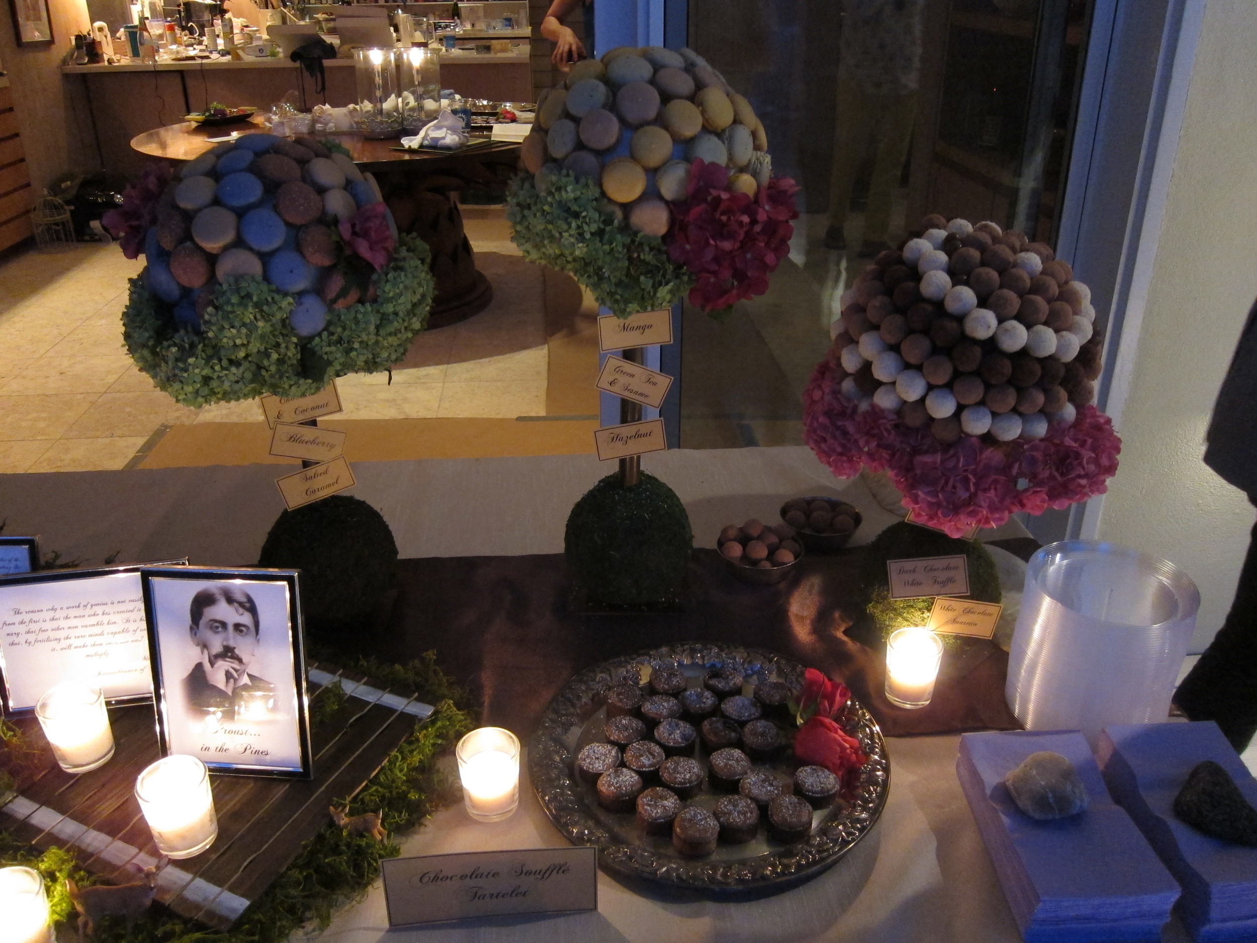 Macarons, soufflée au chocolat, and croquembouche by Lauren Gockley  and their corresponding excerpts from A la recherche du temps perdu