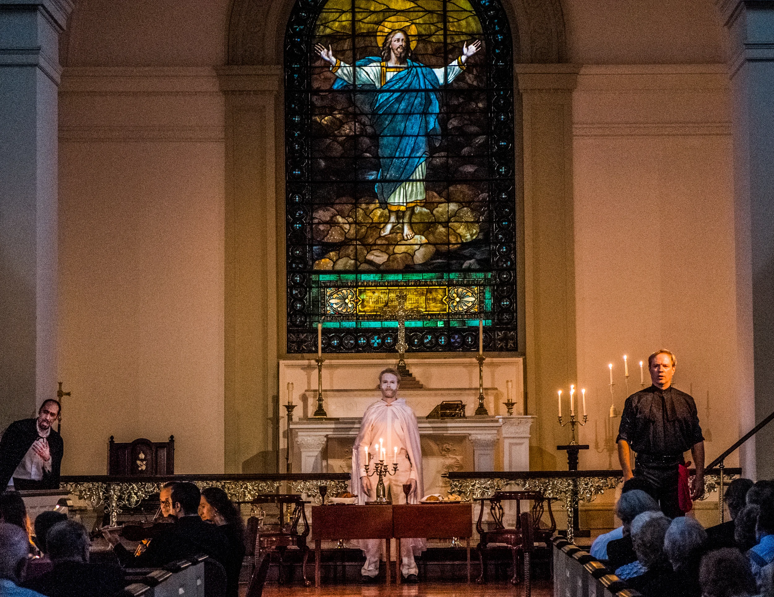 Marco Nistico (Leporello), Nathan van Arsdale (Commendatore), Mark Walters (Don Giovanni)