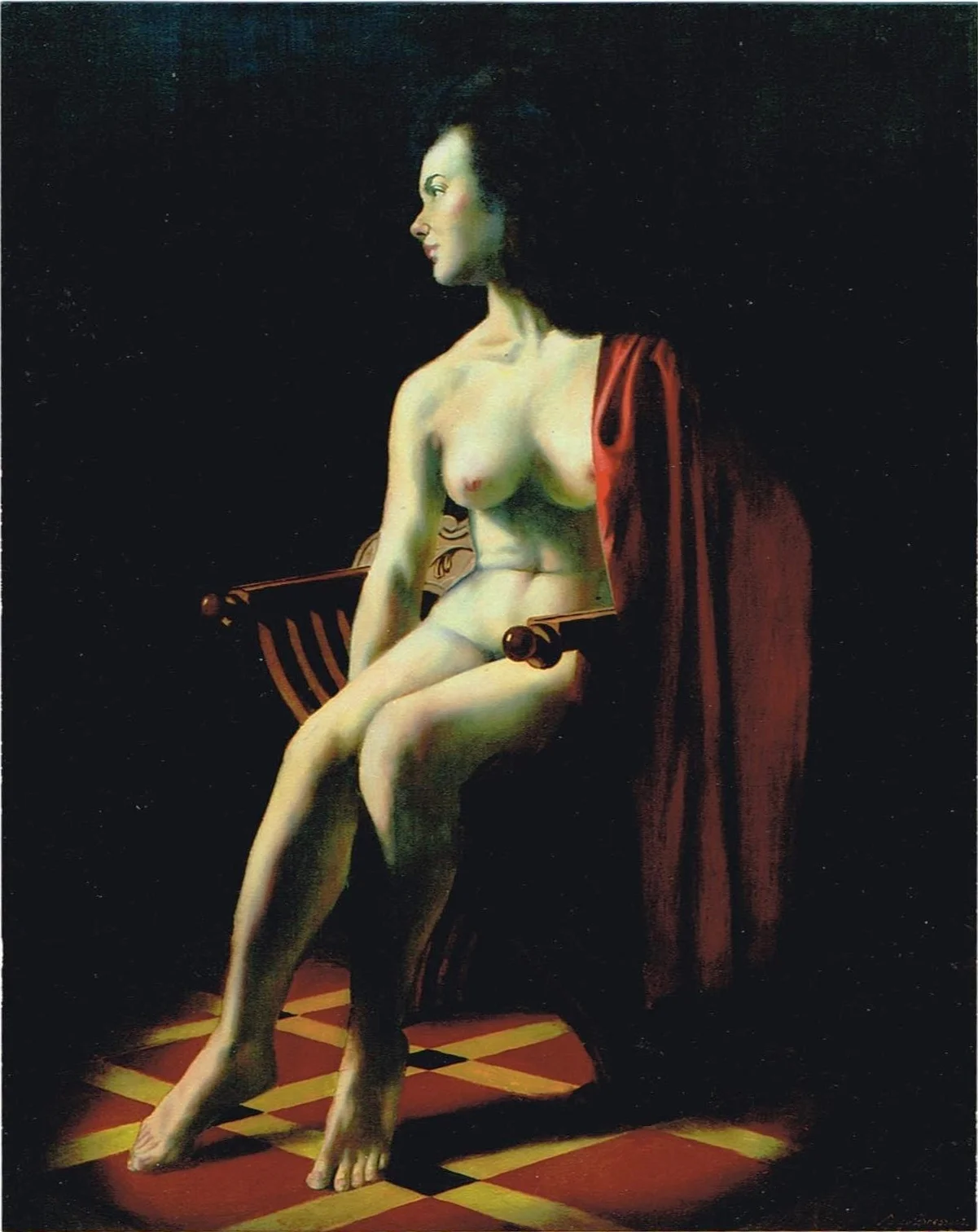 Nude in Savonarola chair