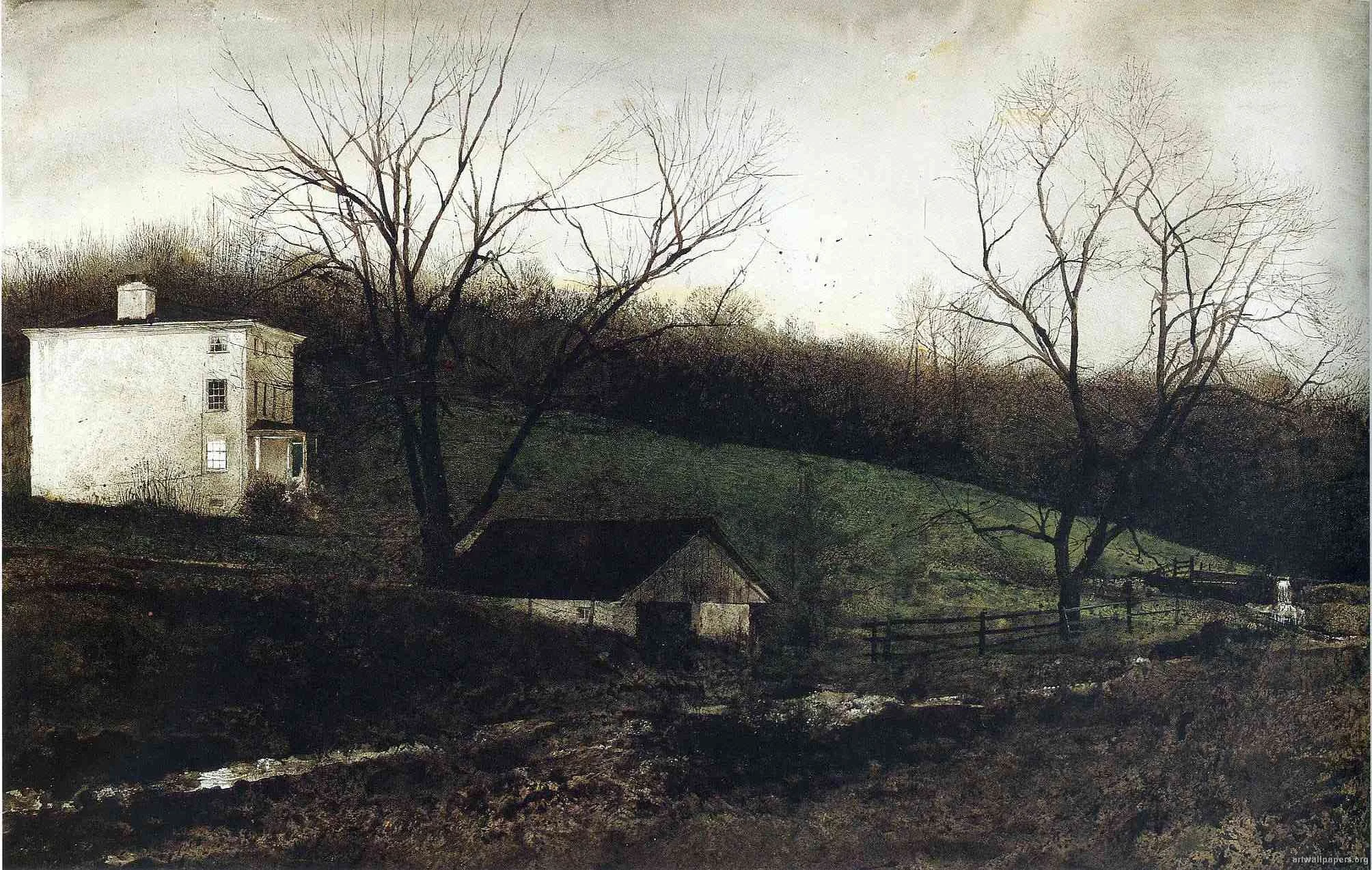Evening at Kuerners, watercolor, AW.