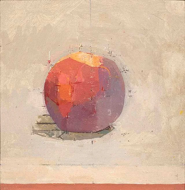 Peach I Young 1999 Oil on canvas laid on panel 6" x 6"