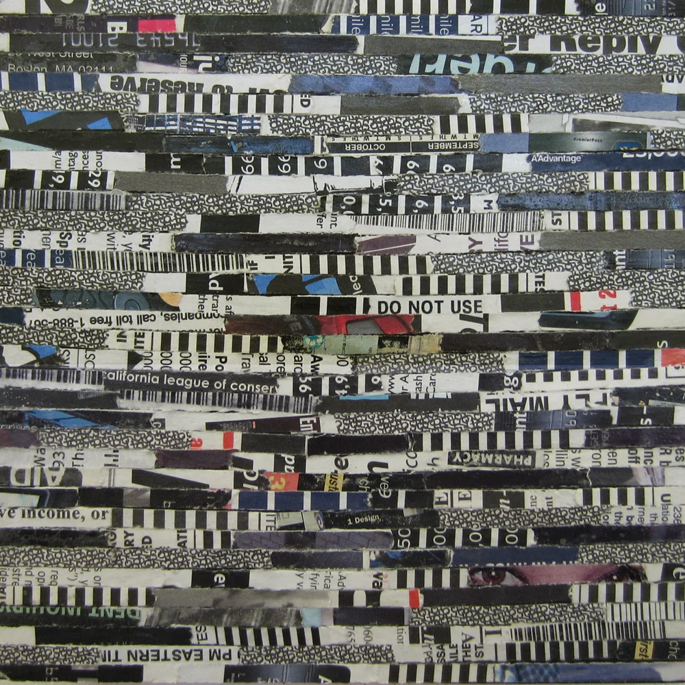 Shreds No 5, paper on panel, 6x6"